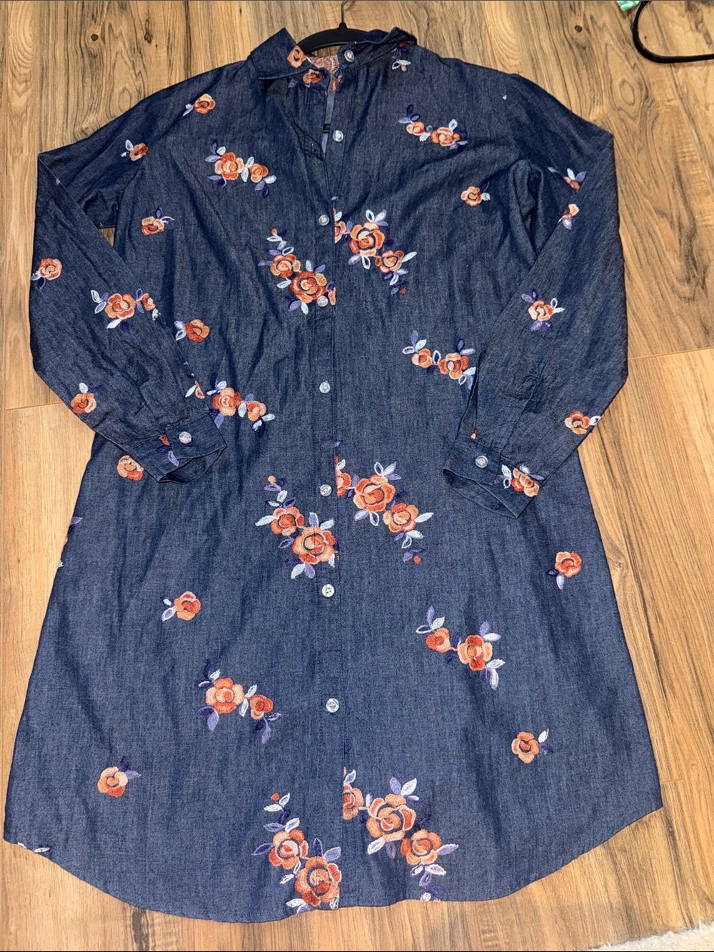 J Gee Denim Dress with embroidered flowers small
